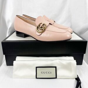 Gucci Marmont GG Double G Logo Loafers Pink EU 36.5 Leather
